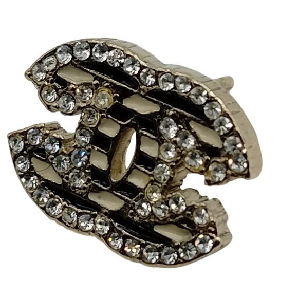 Auth CHANEL - Silver Clear Hardware Rhinestones post EarringsAuth - Picture 6 of 8